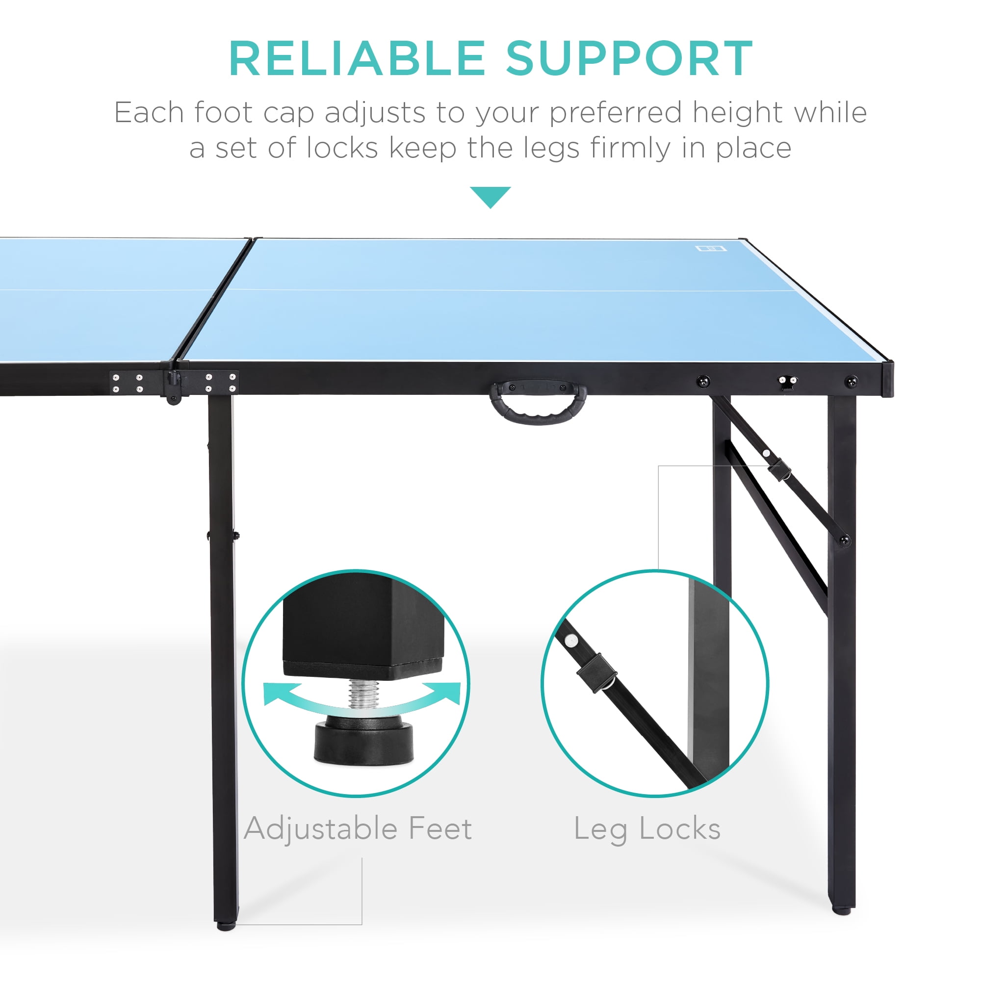 Best Choice Products 6x3 Foot Portable Ping Pong Table, Folding Mid-Size Indoor Outdoor Table Tennis Set - Light Blue