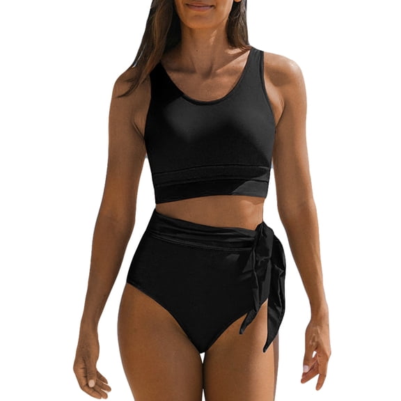 SHEWIN Womens Bikini Swimwear Set 2 Piece Swimsuits High Waisted Bathing Suits Floral Print Racerback Tops with Bottom