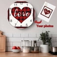 thumbnail image 5 of Wall Clock 10 Inch Valentines Day Round Silent Decorative Wall Clocks Battery Operated for Living Room Bedroom Kitchen Classroom Decor, Red and Black Buffalo Check Plaid Love Hearts,Small, 5 of 7
