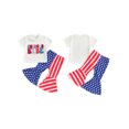 thumbnail image 2 of Toddler Baby Girl 4th Of July Outfits Short Sleeve T-Shirt Stars Stripes Bell Bottoms Summer 2PCS Clothes, 2 of 9