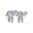 thumbnail image 2 of RUINIXCW Dad's Little Dude Baby Boy Fall Winter Outfit Romper Newborn Baby Boy Hospital Coming Home Outfit Waffled Striped Letter Long Sleeve Jumpsuit Hat Set, 2 of 8
