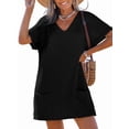 thumbnail image 1 of Vestido de baño CUPSHE de punto gofrado con cuello en V negro S, 1 of 5