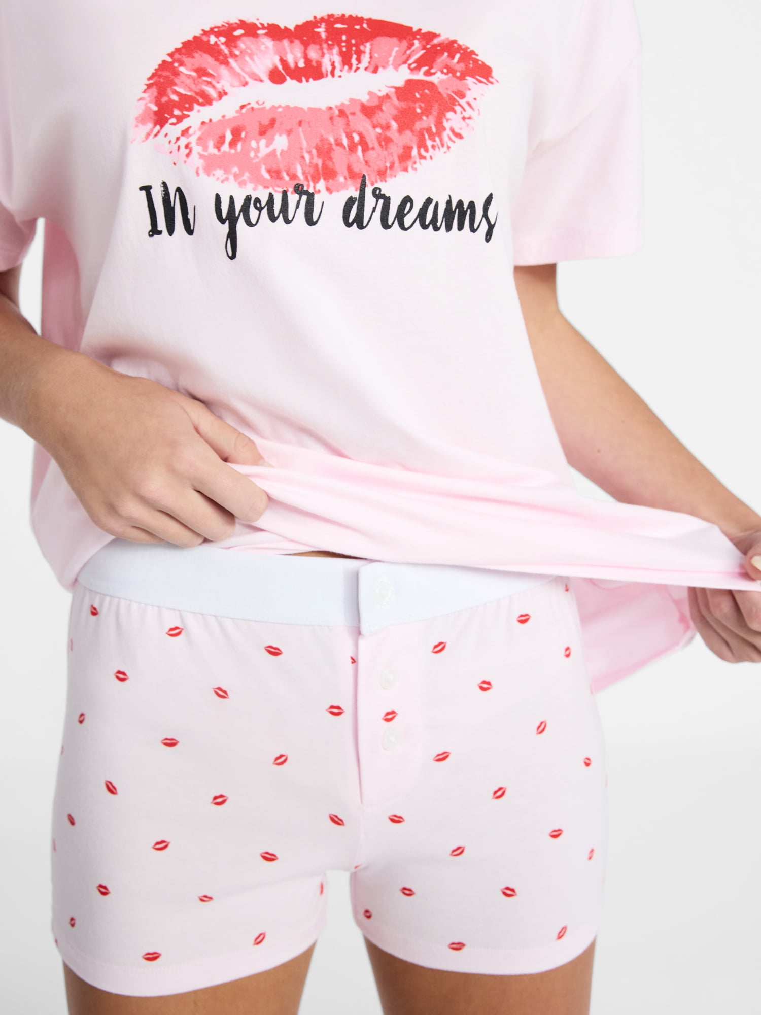No Boundaries Sleep Graphic Tee and Cloud Core Boxers Set, 2-Piece, Women’s and Women's Plus XXS-3X