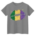 thumbnail image 4 of CCRFTGI Mardi Gras Shirt for Kids Girls Size 10-12 Funny Mardi Gras Lips T Shirts Fashion Beads T-Shirt Holiday Crew Neck Carnival T-Shirt Gray 9-10 Years, 4 of 4