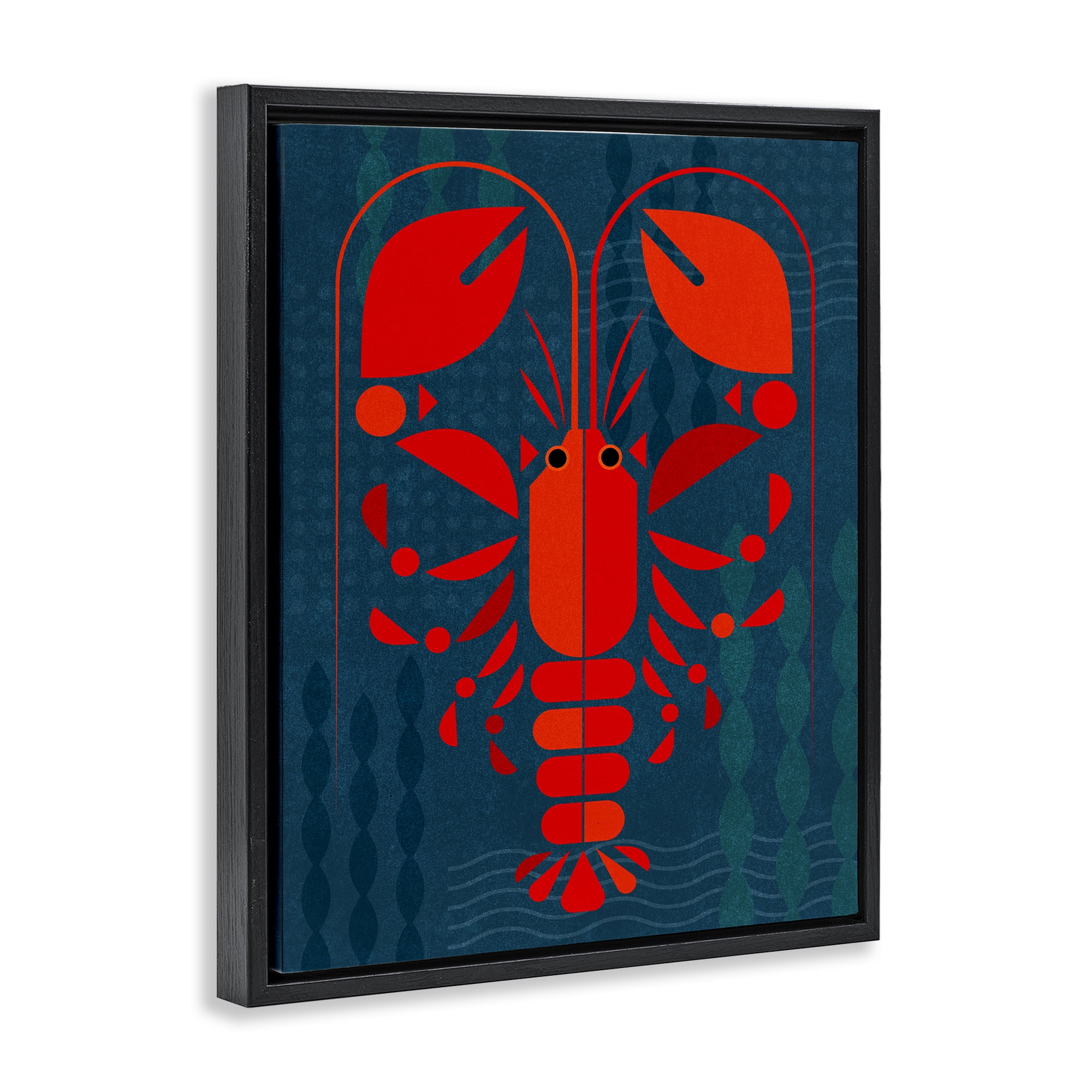 Stupell Industries Nautical Lobster Shape Animals Painting Black Floater Framed Canvas Art Print Wall Art, 17 x 21
