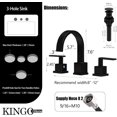 thumbnail image 6 of Matte Black Bathroom Faucet, Black Faucet Bathroom 3 Hole 8inch Widespread Waterfall 2 Handle Black Faucets Bathroom Sink Vanity Faucet with Pop Up Drain and Supply Lines, 6 of 13