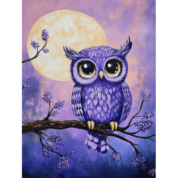 Purple Owl Canvas Art Print, Perfect for Bedroom, Living Room, Bathroom, Office, and Hallway Decoration.