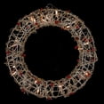 thumbnail image 2 of Northlight 18" Prelit Champagne Gold Glittered Rattan Berry Christmas Wreath - Clear Lights, 2 of 6