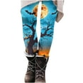 thumbnail image 4 of YOIAVAIOY Womens Novelty Halloween Leggings Black Cat Ghost Pumpkin Print Workout Fitness Running Tights Buttery Soft Ankle Length Yoga Pants Blue M, 4 of 6