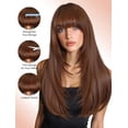 thumbnail image 6 of Long Straight Ginger Wig with Bangs for Women Layered Wigs With  Hairstyle 4x2 Realistic  Scalp Glueless Wig Synthetic Heat Resistant for Daily Party Use(Ginger, 26Inch), 6 of 6
