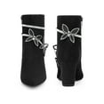 thumbnail image 2 of BLISSFUL STEP Women's Ankle Boots Butterfly Rhinestone Strap Chunky Heels Pointed Toe Boots Black 6, 2 of 7
