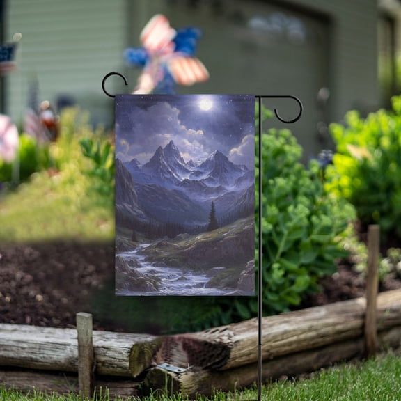 Yayeee Garden Flag 12" x 18" Double Sided Outdoor Yard Lawn Holiday Decorations, Moonlight Mountain