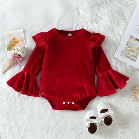 

Cathalem Girl Baby Clothes Christmas Toddler Girl Trendy Ruffled Long Sleeve Tee Romper Design Leather Skirt Baby Saddle Blanket Childrenscostume Red 3-4 Years