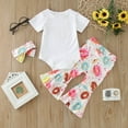 thumbnail image 5 of TAIAOJING Toddler Girls Summer Short Sleeve Letter Prints Romper Pants Headbands 3PCS Outfits Clothes Set, 5 of 7