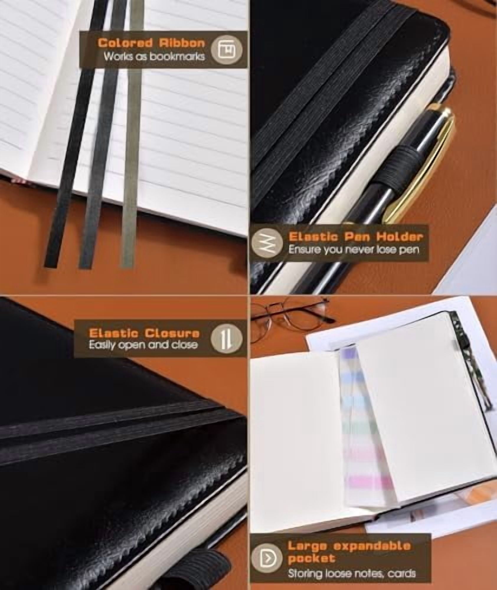 Lined Journal Notebook for Women Men, 256 Numbered Pages Hardcover Leather Journals for Writing, A5 Journaling Notebooks, College Ruled Journal for Business Work School Note Taking 5.75" x 8.38"