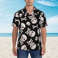 thumbnail image 2 of Pofeuu black white Skull bone Print Hawaiian Shirt for Men Sleeves Casual Button Down Summer Beach Dress Shirts T-Shirts,Small, 2 of 7