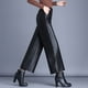 thumbnail image 2 of Pantalones de cuero PU para mujer, pantalones cortos de otoño e invierno, pantalones de pierna recta holgados de cintura alta y adelgazantes para mujer, 2 of 5
