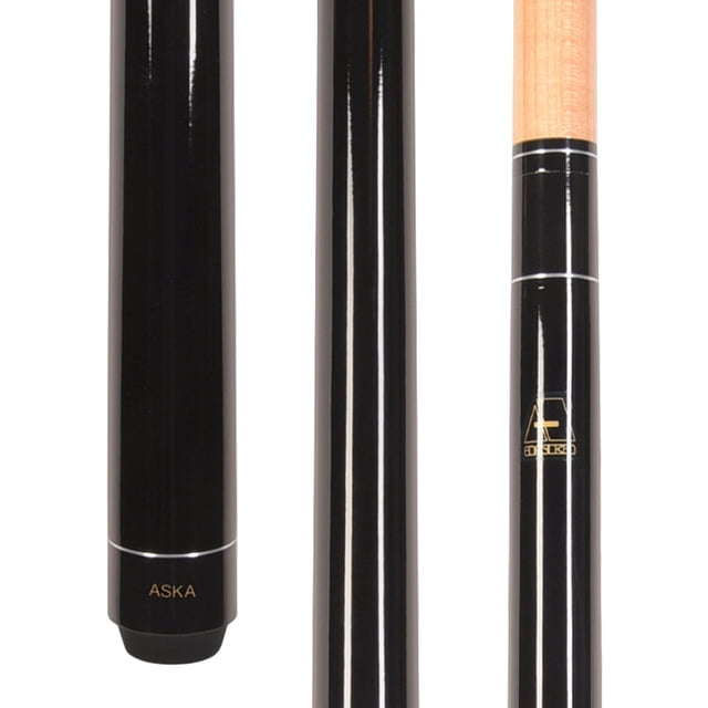 ASKA 58" Black Pool Cue with Hard Rock Maple Shaft and 13mm Leather Tip - 21oz