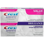 Crest 3D White Brilliance Toothpaste, Peppermint, 4.1 oz, 2 Pack