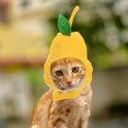 thumbnail image 4 of OULII Creative Yellow Pear Plush Cat Hat Soft Adjustable Costume Cap for Small Pets Parties, 4 of 8