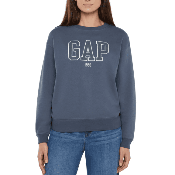 Gap Women's Logo Crewneck Sweatshirt Blue Medium