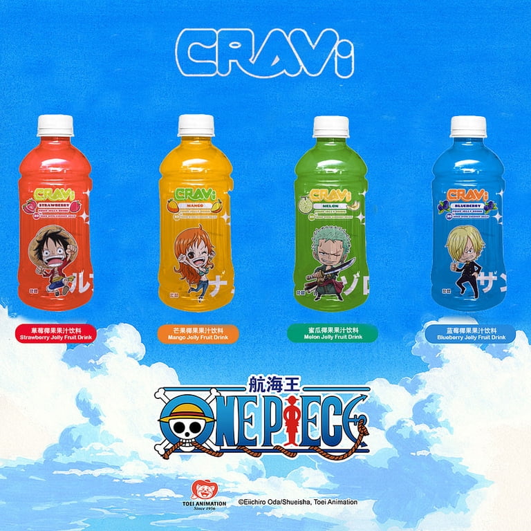 CRAVI One Piece Coconut Jelly Melon Fruit Drinks, 6 pk, 30% Juice