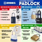 Brinks Solid Brass 22mm TSA Travel Keyed Padlock with 1/2in Shackle, 2 pack