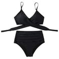 thumbnail image 4 of Siilsaa Women Wrap Bikini Set Push Up High Waisted 8 Piece Swimsuits Black,S, 4 of 4