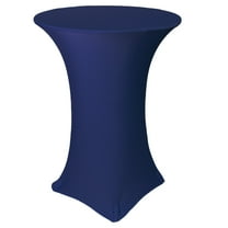 Your Chair Covers - 32 Inch Highboy Cocktail Round Stretch Spandex Table Cover Navy Blue