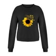 thumbnail image 5 of Womens Tops Casual Graphic Sunflower Printed Long Sleeve O Neck Sweatshirt Loose Black Womens T Shirts L, 5 of 6