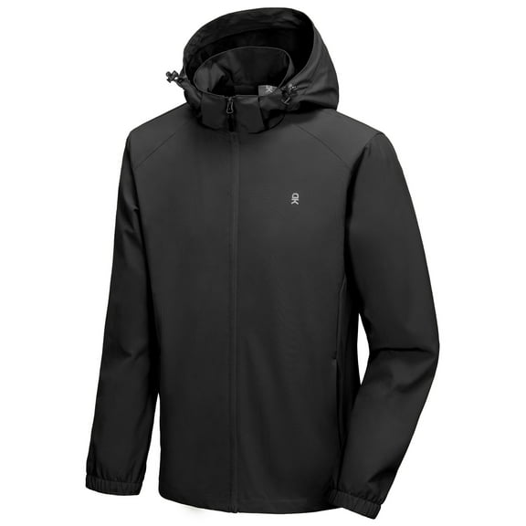 Little Donkey Andy Men's Lightweight Windbreaker Jacket Removable Hooded Windproof Coat for Running Hiking Golf Black XXL
