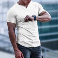 thumbnail image 5 of Mens Shirts Summer Men Casual Solid Round V-neck Slim Short-sleeved T-shirt Bottoming Shirt Tops, 5 of 7