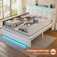 thumbnail image 5 of Afuhokles LED Upholstered Queen Bed Frame with Storage Headboard and 4 Drawers, Charging Station, Leather Platform Bed Frame with Button Tufted, Velvet White, 5 of 7