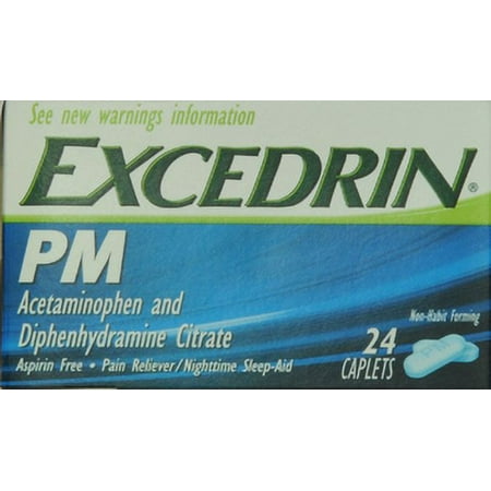 Excedrin PM: PM Caplets Pain Reliever/Nighttime Sleep-Aid, 24 Ct