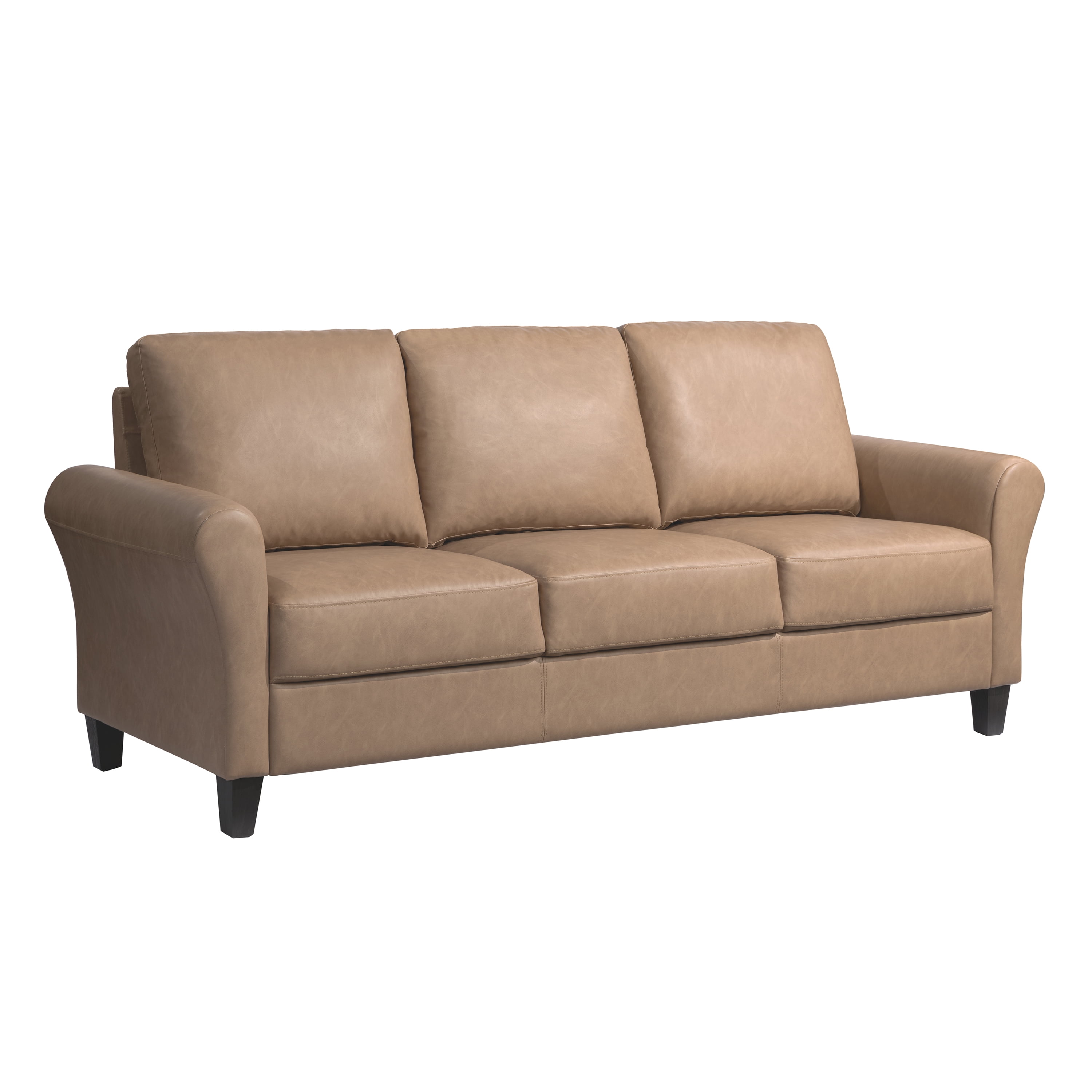Lifestyle Solutions Alexa Sofa with Rolled Arms, Brown Fabric