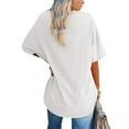 thumbnail image 2 of Oucaili Women T Shirt Crew Neck Summer Tops Solid T-shirt Comfy Tunic Blouse Dailywear Tee White 2XL, 2 of 3