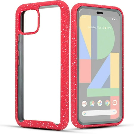 for Google Pixel 4XL Clear Case Phone Case Dual Layer Full-Body Rugged Clear Back Case Drop Resistant Shockproof Case with Built In Screen Protector (Pink)