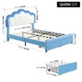 thumbnail image 7 of Homfa Queen Size LED Bed Frame with Drawer, PU Leather Upholstered Platform Bed with Adjustable Petal Headboard, Blue, 7 of 7