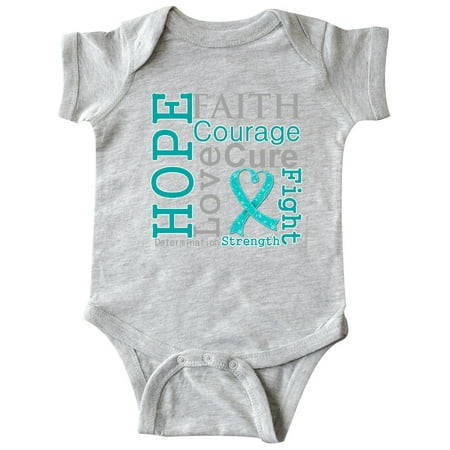 

Inktastic Ovarian Cancer Hope Faith Motto Gift Baby Boy or Baby Girl Bodysuit