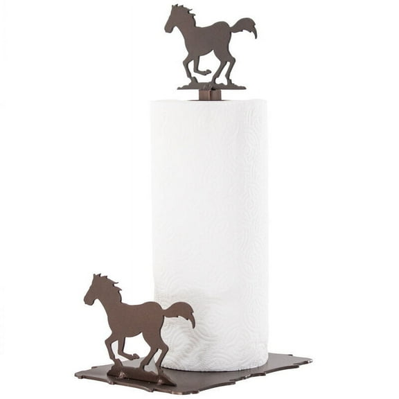 Rustic Horse Paper Towel Holder Stand– Farmhouse Kitchen Decor with Stable Weighted Base