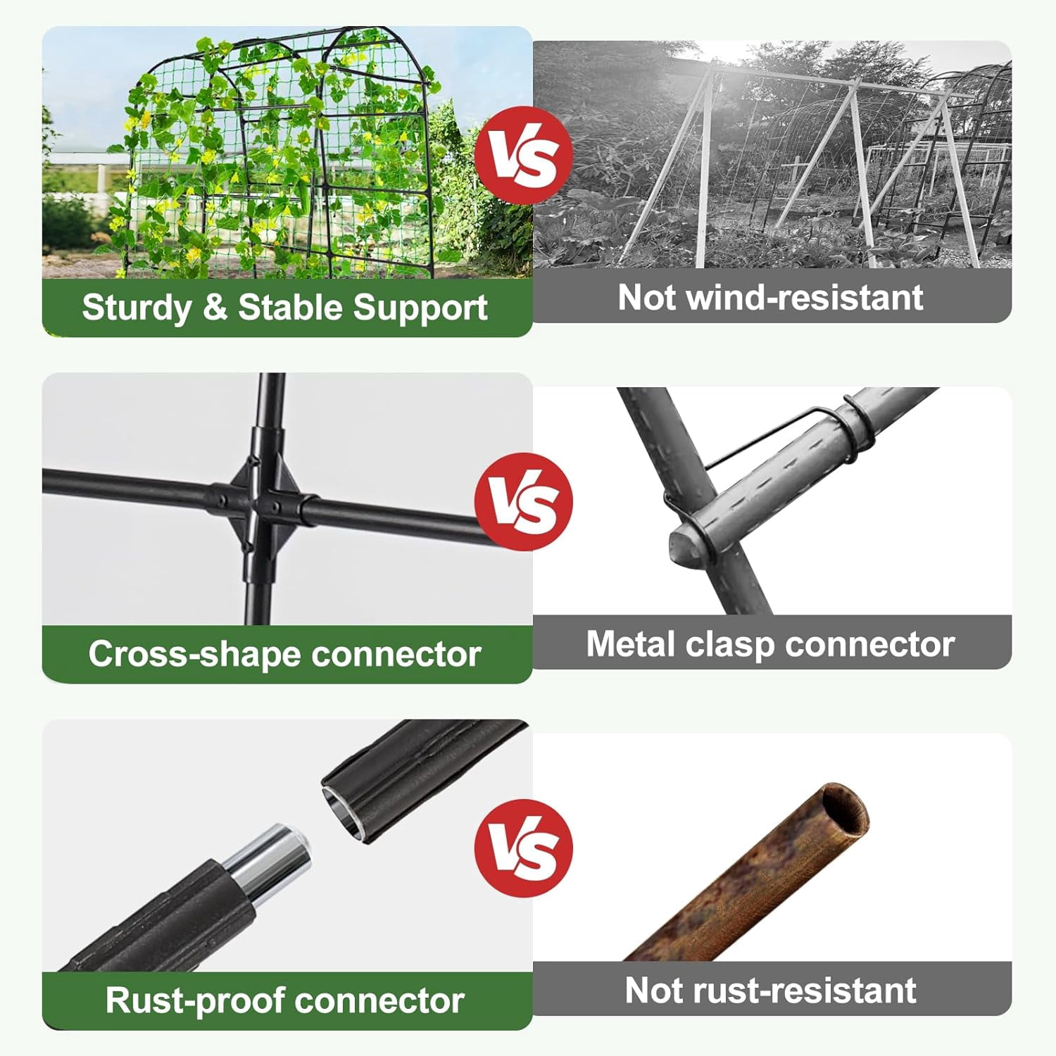 Garden Arch Tunnel Trellis for Climbing Plants Outdoor, 7 ft Tall Metal Walkway,  Archway for Vines Vegetables Yard Lawn, Cucumber Trellis for Garden Raise Bed, Black