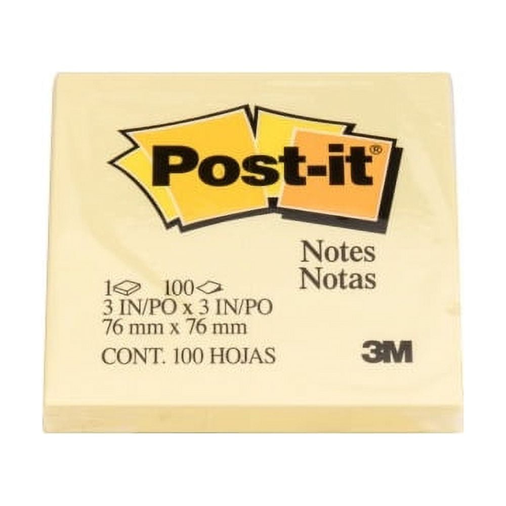 Post-it Original Note Pads, 3 x 3 in.,Yellow, 100 Sheets/Pad, 27 Count