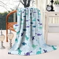thumbnail image 2 of LightBlue Dinosaurs Stars Moons Pattern Blanket,Comfortable Soft Flannel Throw Blanket,All Season,Warm Lightweight Blankets for Sofa Bed Couch Living Room Chair,40"x50", 2 of 4