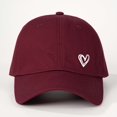 thumbnail image 2 of Classic Womens Washed Baseball Cap Heart Print Sun Hat Outdoor Sun Protection Duck Tongue Cap Wine, 2 of 3