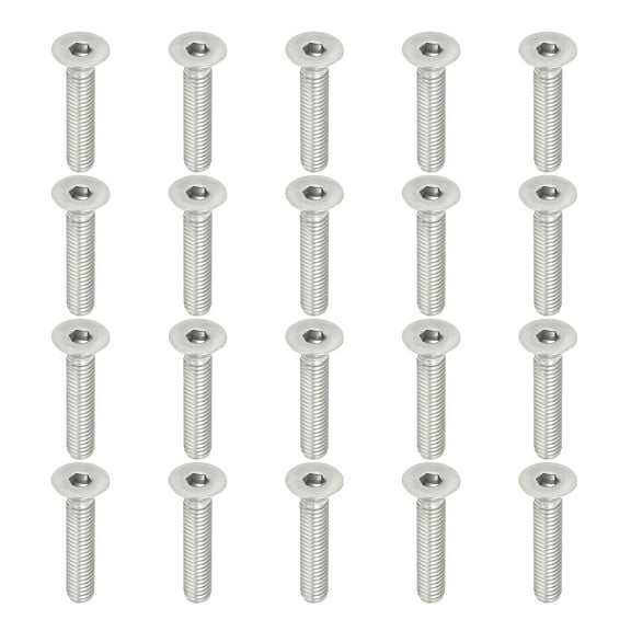 Uxcell M6 x 30mm Flat Head Socket Cap Screws, 20 Pack 304 Stainless Steel 18-8 Machine Screws