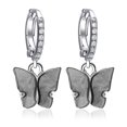 thumbnail image 1 of Women Butterfly Earrings Rhinestone Copper Pierced Earrings Dangle Earrings, 1 of 10