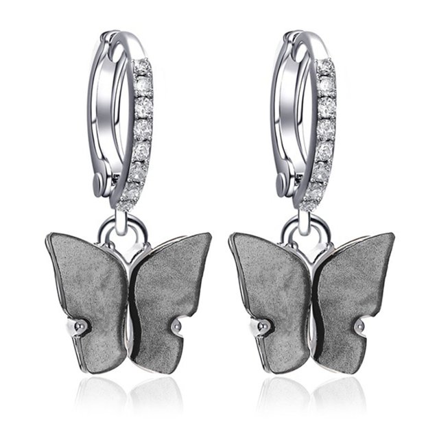 Boucles d'Oreilles Papillon Femme Strass Cuivre Percées Boucles d'Oreilles Pendantes