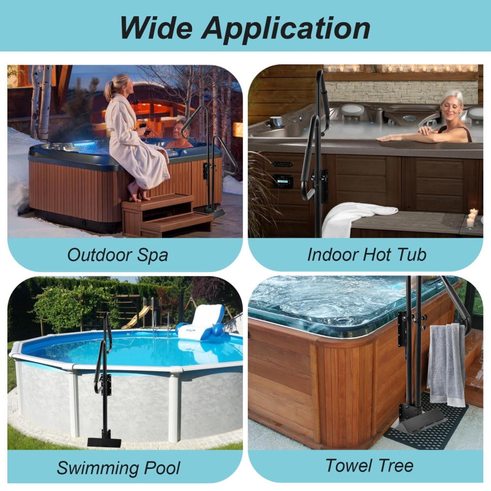 Kagrote Adjustable Hot Tub Rail, 57.87x19.69 Inch Non-Slip Handgrip for Pools/Spas, 600lbs Weight Capacity