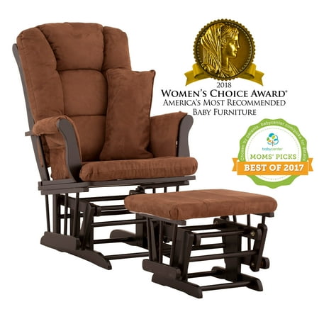 Glider Rocking Chair Ottoman - Storkcraft Tuscany Glider and Ottoman with Lumbar Pillow Black with Chocolate Cushions