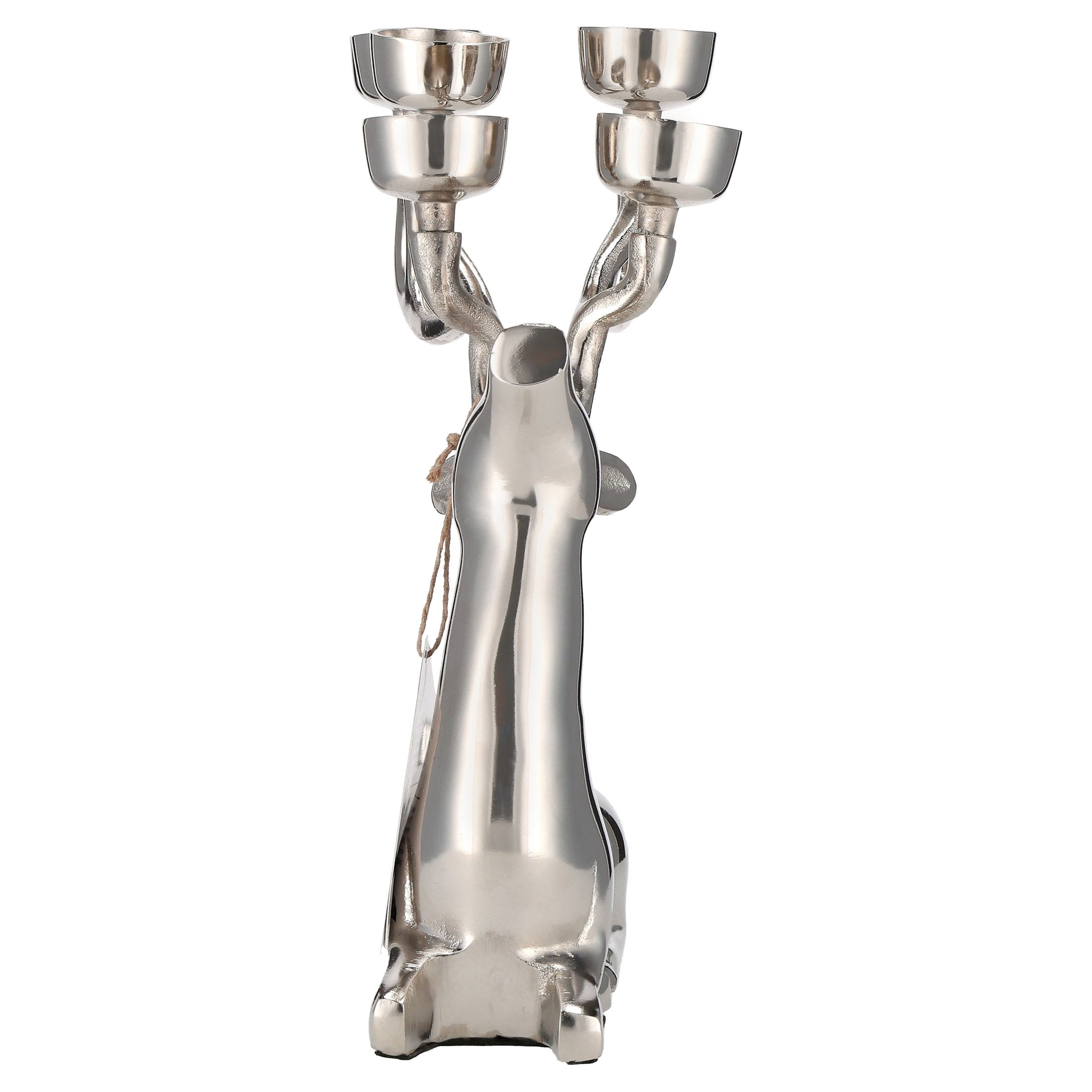 My Texas House Aluminum Sitting Reindeer with Tealight Holders, Silver, 13.5"